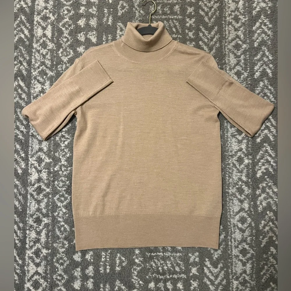 Men's Turtleneck Sweater in Light Brown - Classic Knit